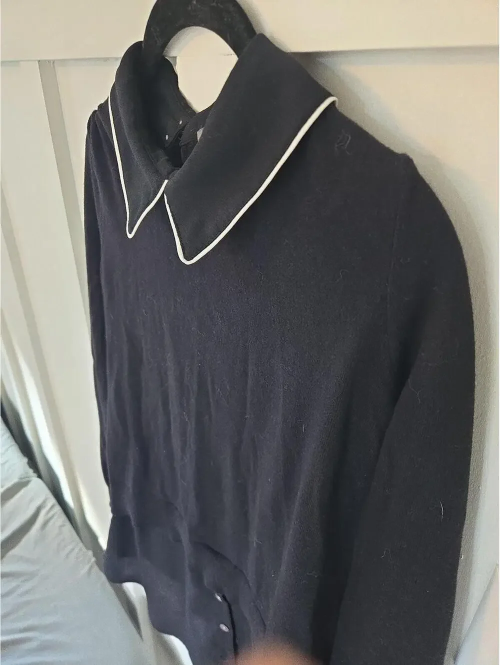 Vince Camuto Mixed Media Peter Pan Collar Layered Top Size XS - Picture 3 of 6